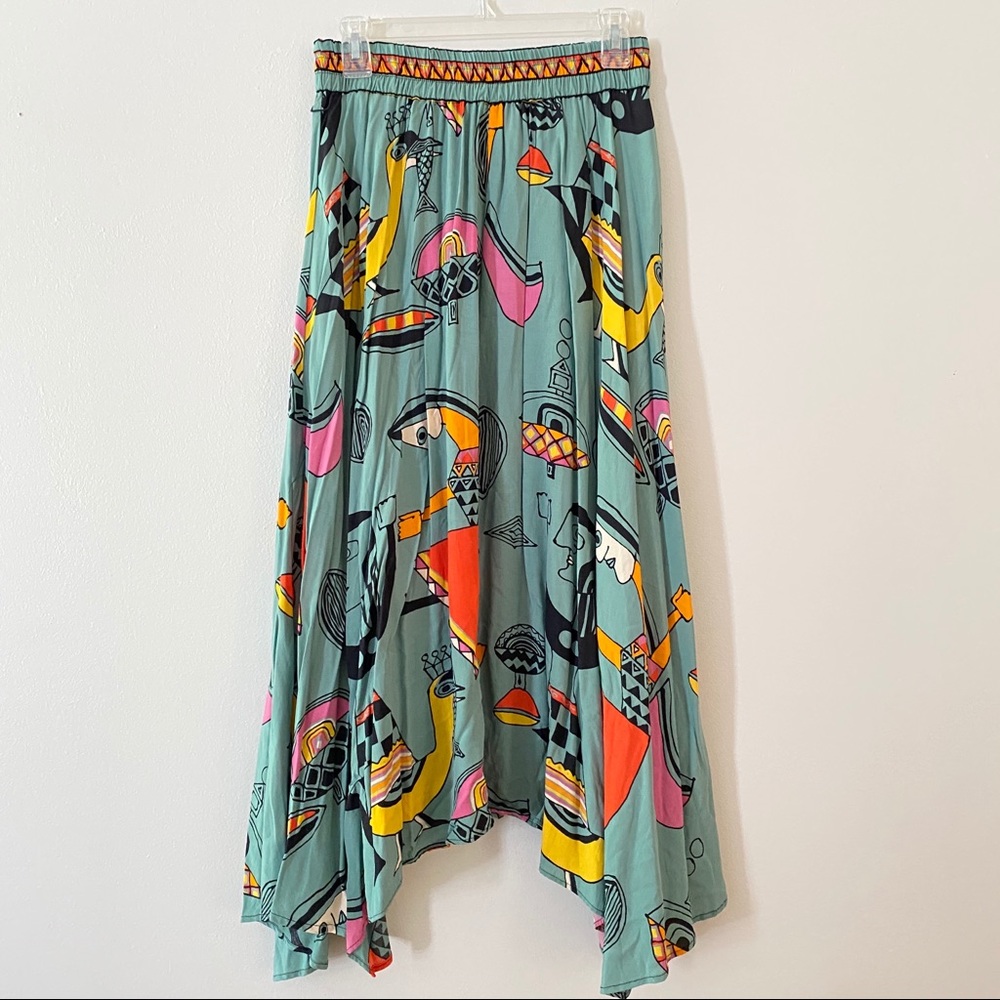 Vtg Cache Midi skirt abstract tribal Aztec people - Picture 4 of 8